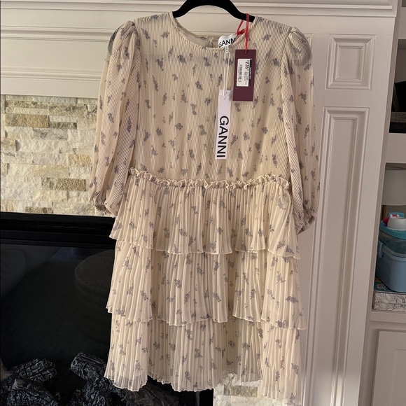 Ganni Pleated Mini Dress NWT Small - Picture 4 of 8